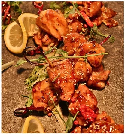 Mini chicken skewers from the Choijin finger food special set menu.