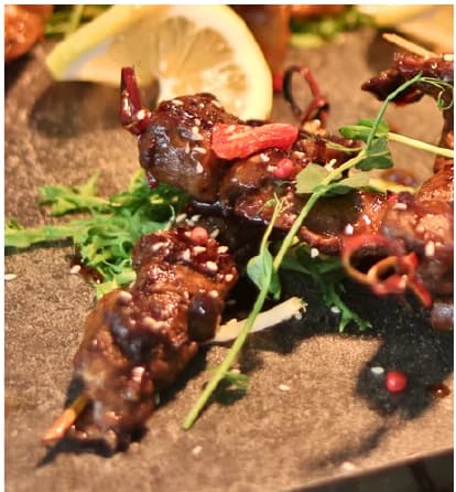 Mini beef skewers from the Choijin finger food special set menu.