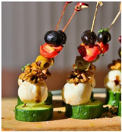 Fresh mozzarella cheese skewer from the Choijin finger food special set menu.