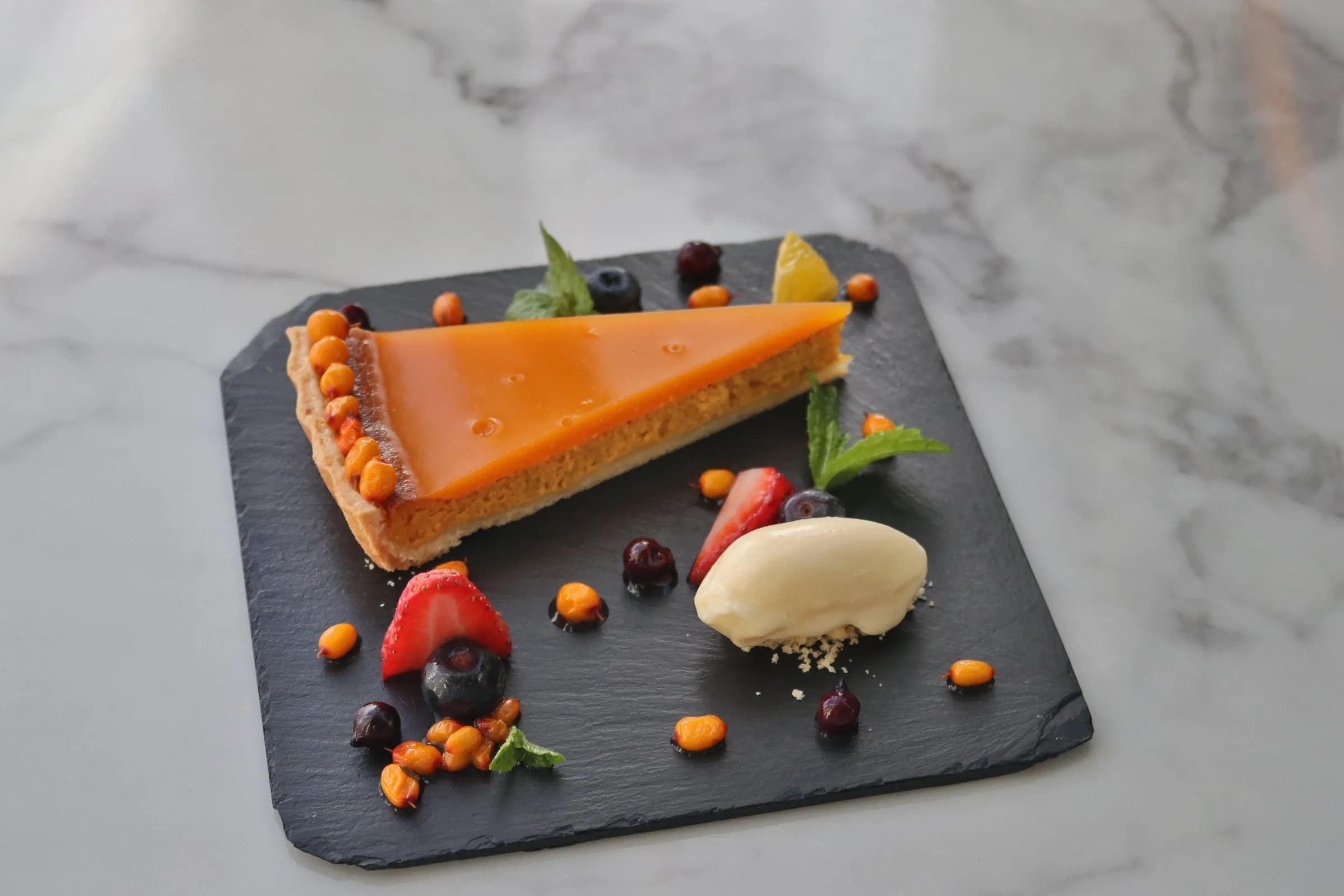 Seabuckthorn tart from the Choijin special set menu.